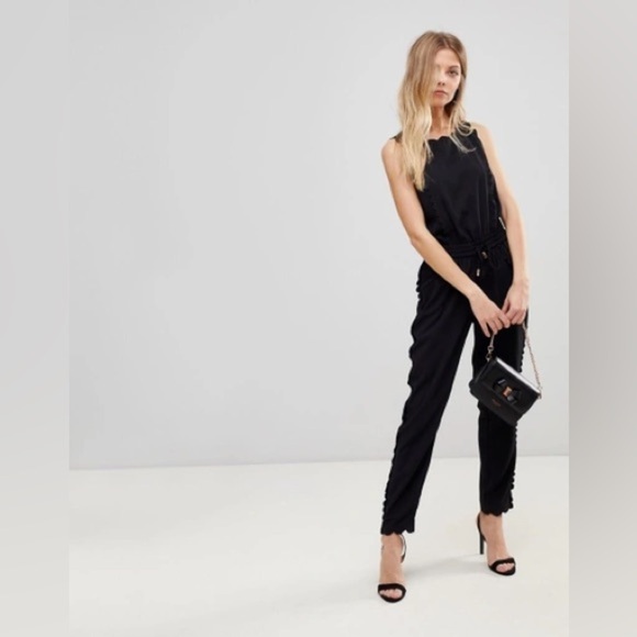 TED BAKER Sippy Scalloped Jumpsuit - Black - Picture 1 of 6
